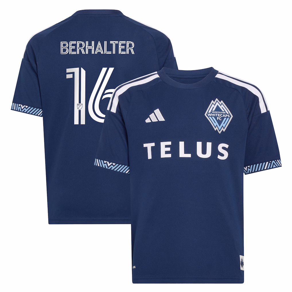 Youth Vancouver Whitecaps FC Sebastian Berhalter adidas Blue The Coastal Jersey Replica Jersey - ujerseystore