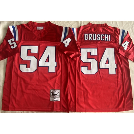 Men's New England Patriots #54 Tedy Bruschi Red Throwback Stitched Football Jersey - Ujersey