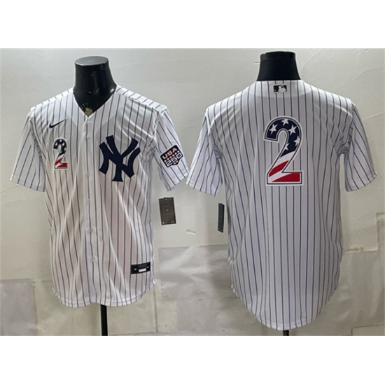 Men's New York Yankees #2 Derek Jeter White 2026 USA 250 Fourth of July Home Stadium Stitched Baseball Jersey