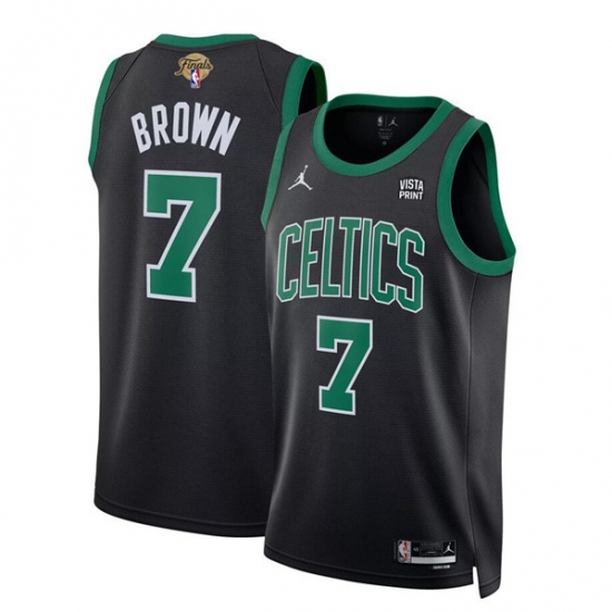 Men's Boston Celtics #7 Jaylen Brown Black 2024 Finals Statement Edition Stitched Basketball Jersey - Ujersey