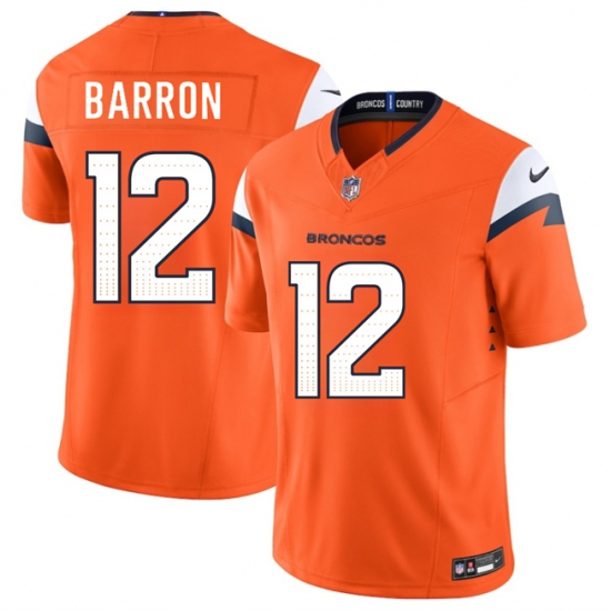 Men's Denver Broncos #12 Jahdae Barron Orange 2025 Draft F.U.S.E. Vapor Limited Football Stitched Jersey - Ujersey