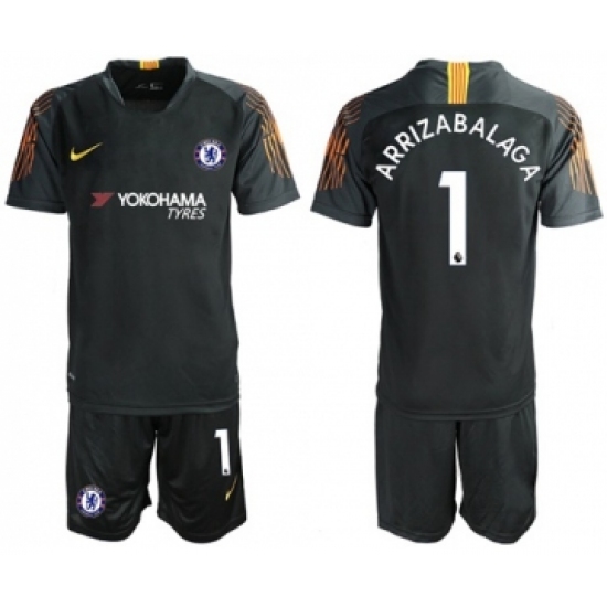 Chelsea #1 Arrizabalaga Black Goalkeeper Soccer Club Jersey