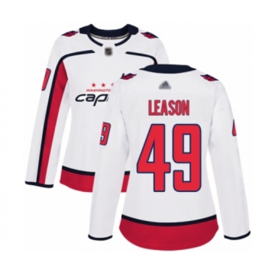 Women's Washington Capitals #49 Brett Leason Authentic White Away Hockey Jersey - Ujersey