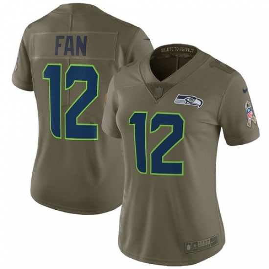 Women's Nike Seattle Seahawks 12th Fan Limited Olive 2017 Salute to Service NFL Jersey - Ujersey