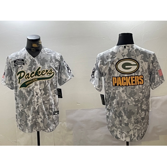 Men's Green Bay Packers Team Logo 2024 Arctic Camo Salute to Service Stitched Baseball Jerseys - Ujersey
