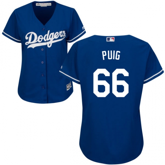 Women's Majestic Los Angeles Dodgers #66 Yasiel Puig Authentic Royal Blue Alternate Cool Base MLB Jersey - Ujersey