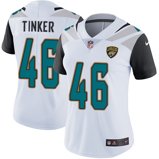 Women's Nike Jacksonville Jaguars #46 Carson Tinker White Vapor Untouchable Limited Player NFL Jersey - Ujersey