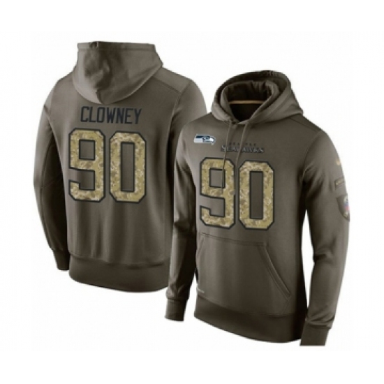 Football Men's Seattle Seahawks #90 Jadeveon Clowney Green Salute To Service Pullover Hoodie - Ujersey