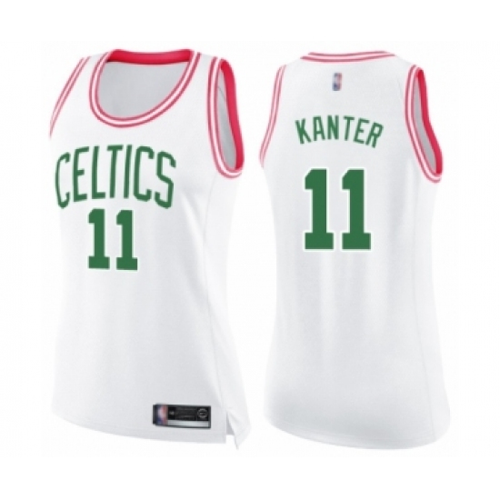 Women's Boston Celtics #11 Enes Kanter Swingman White Pink Fashion Basketball Jersey - Ujersey