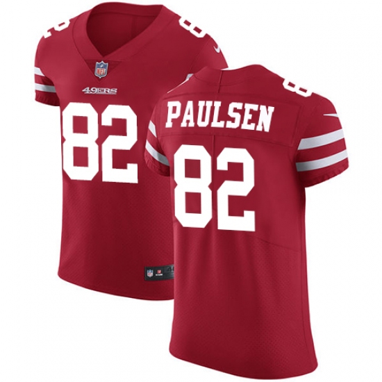Men's Nike San Francisco 49ers #82 Logan Paulsen Red Team Color Vapor Untouchable Elite Player NFL Jersey - Ujersey