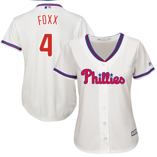 Women's Majestic Philadelphia Phillies #4 Jimmy Foxx Authentic Cream Alternate Cool Base MLB Jersey - Ujersey