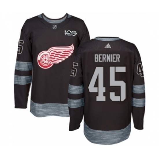 Men's Adidas Detroit Red Wings #45 Jonathan Bernier Authentic Black 1917-2017 100th Anniversary NHL Jersey