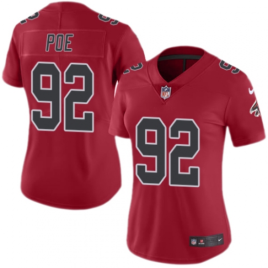 Women's Nike Atlanta Falcons #92 Dontari Poe Limited Red Rush Vapor Untouchable NFL Jersey - Ujersey