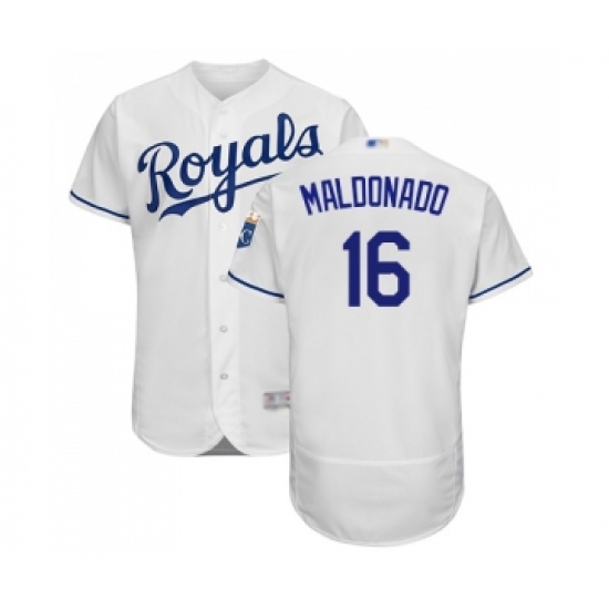 Men's Kansas City Royals #16 Martin Maldonado White Flexbase Authentic Collection Baseball Jersey - Ujersey