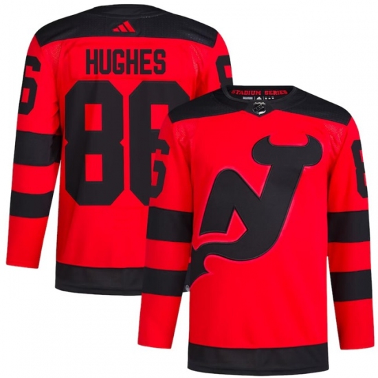 Men's New Jersey Devils #86 Jack Hughes Red 2023-2024 Stadium Series Stitched Jersey - Ujersey