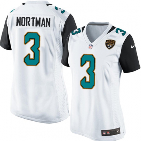Women's Nike Jacksonville Jaguars #3 Brad Nortman Game White NFL Jersey - Ujersey