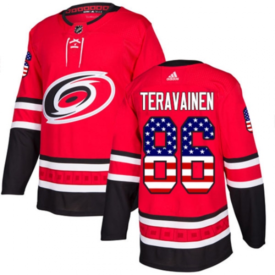 Youth Adidas Carolina Hurricanes #86 Teuvo Teravainen Authentic Red USA Flag Fashion NHL Jersey - Ujersey