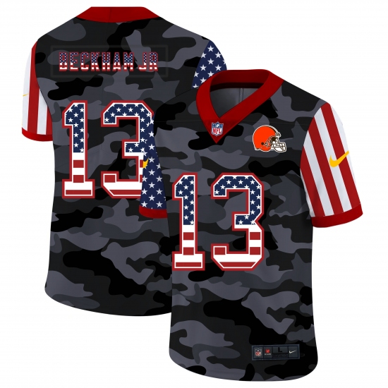 Men's Cleveland Browns #13 Odell Beckham Jr. Camo Flag Nike Limited Jersey - Ujersey