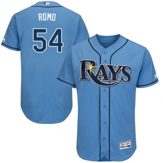 Men's Majestic Tampa Bay Rays #54 Sergio Romo Alternate Columbia Flexbase Authentic Collection MLB Jersey - Ujersey