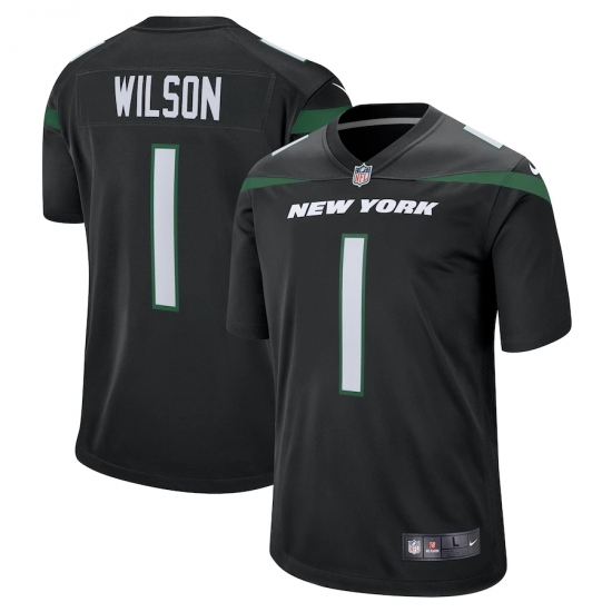Men's New York Jets #1 Zach Wilson Nike Black 2021 NFL Draft First Round Pick Game Jersey - Ujersey
