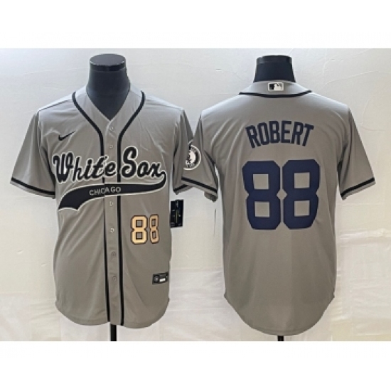 Men's Chicago White Sox #88 Luis Robert Number Grey Cool Base Stitched Baseball Jersey - Ujersey