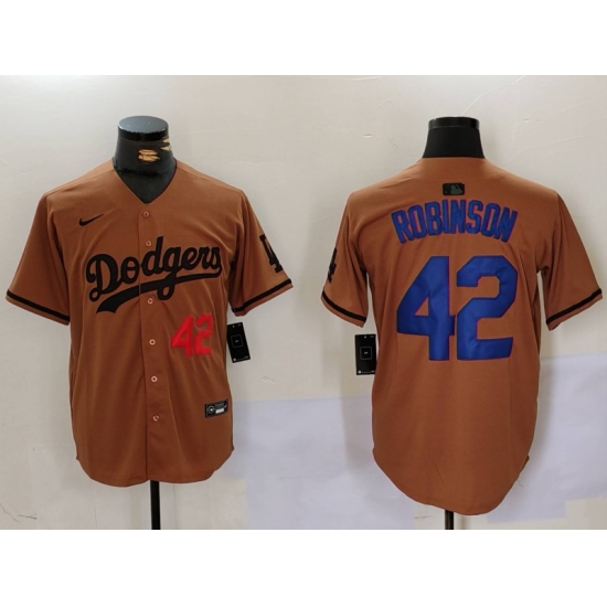 Men's Los Angeles Dodgers #42 Jackie Robinson Number Olive Cool Base Limited Stitched Jersey - Ujersey