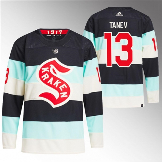 Men's Seattle Kraken #13 Brandon Tanev Deep Sea Blue 2024 Winter Classic Primegreen Stitched Jersey - Ujersey