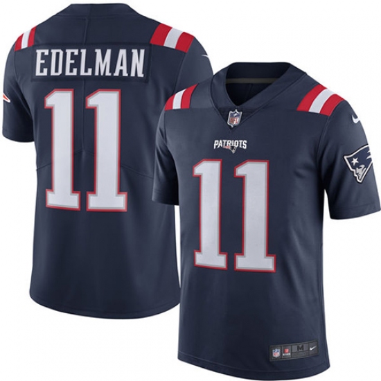 Men's Nike New England Patriots #11 Julian Edelman Limited Navy Blue Rush Vapor Untouchable NFL Jersey - Ujersey