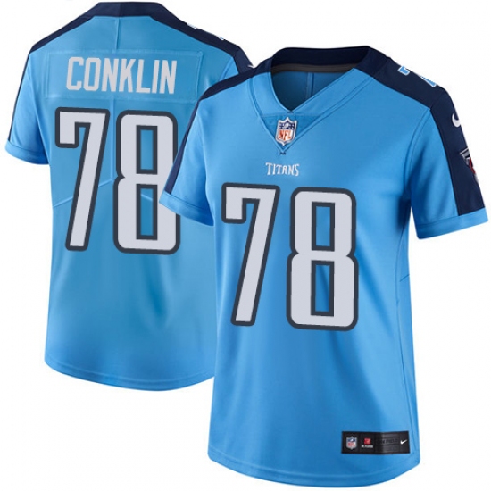 Women's Nike Tennessee Titans #78 Jack Conklin Elite Light Blue Team Color NFL Jersey - Ujersey