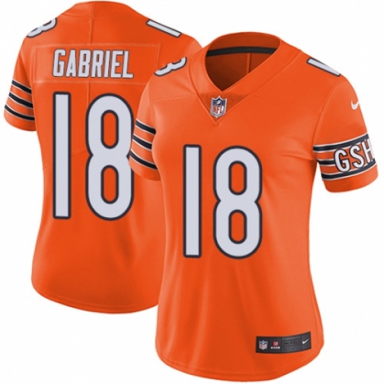 Women's Nike Chicago Bears #18 Taylor Gabriel Limited Orange Rush Vapor Untouchable NFL Jersey - Ujersey