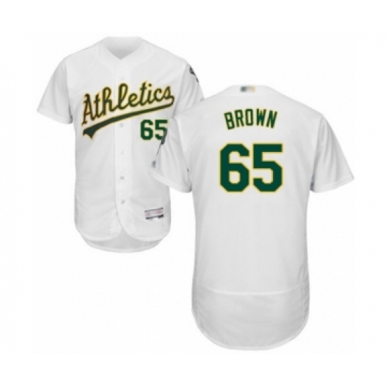 Men's Oakland Athletics #65 Seth Brown White Home Flex Base Authentic Collection Baseball Player Jersey - Ujersey