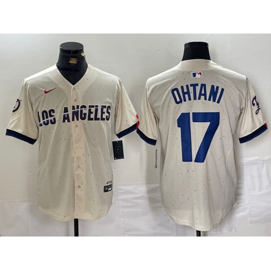 Men's Los Angeles Dodgers #17 Shohei Ohtani Cream 2024 City Connect Limited Stitched Jerseys