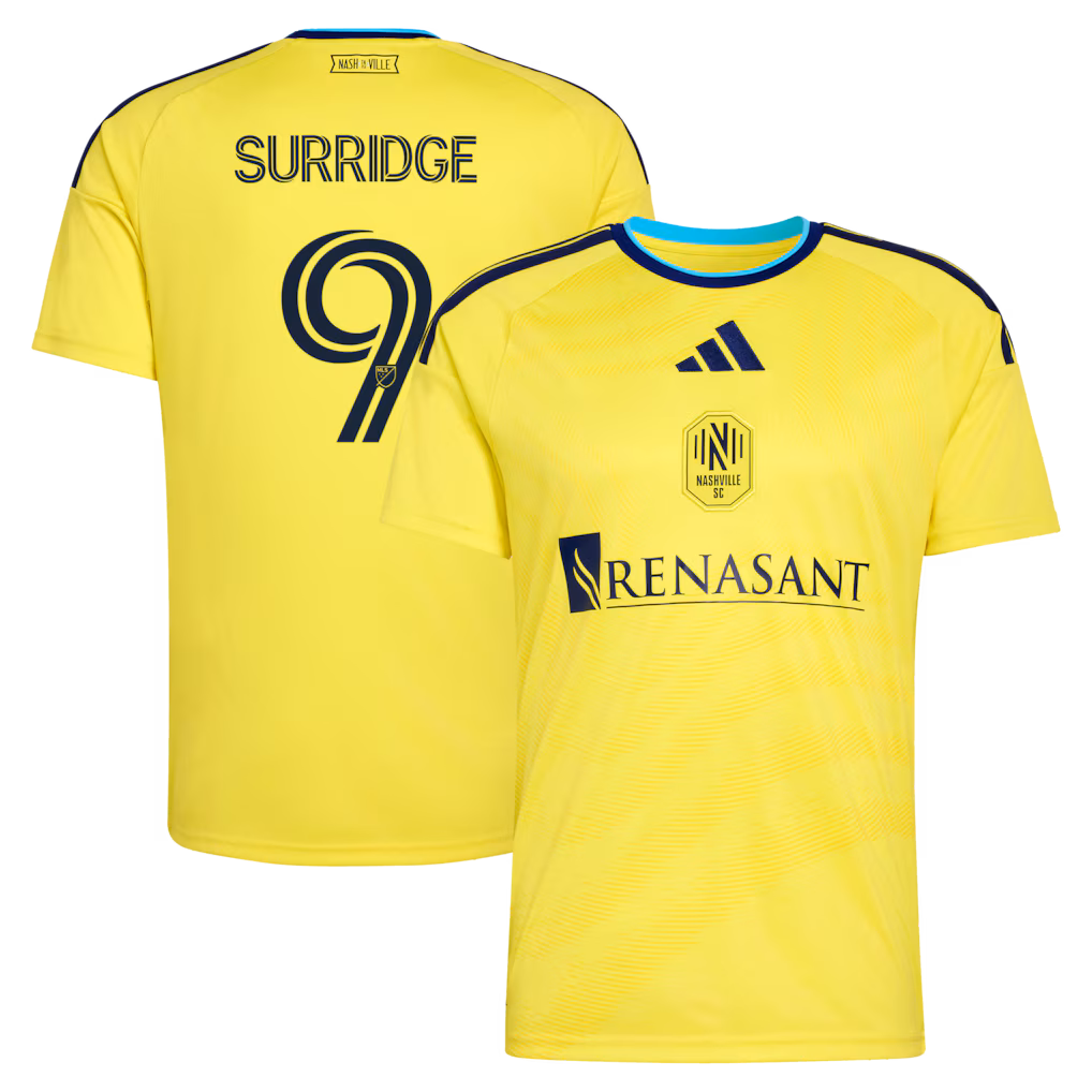 Men's Nashville SC Sam Surridge adidas Yellow 2026 The Reverb Kit Replica Jersey