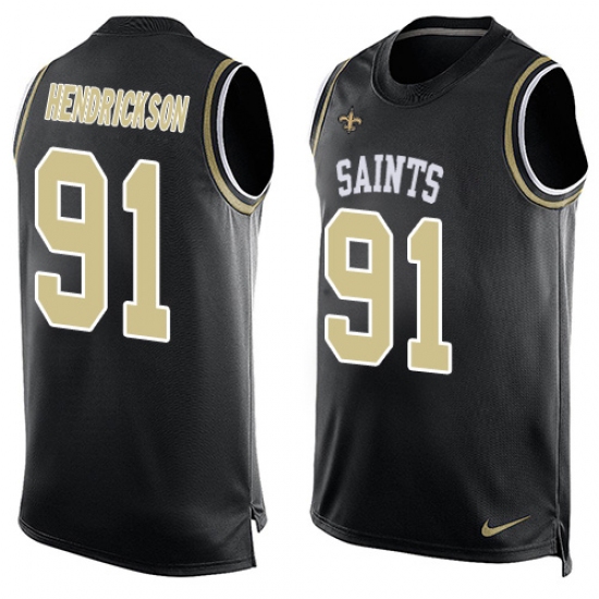 Men's Nike New Orleans Saints #91 Trey Hendrickson Limited Black Player Name & Number Tank Top NFL Jersey - Ujersey