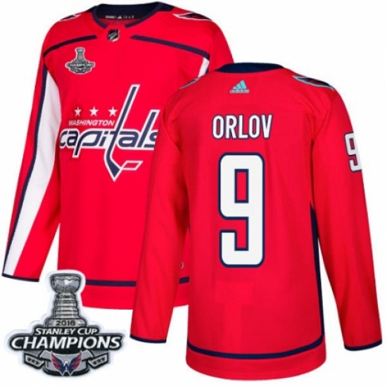 Men's Adidas Washington Capitals #9 Dmitry Orlov Premier Red Home 2018 Stanley Cup Final Champions NHL Jersey - Ujersey