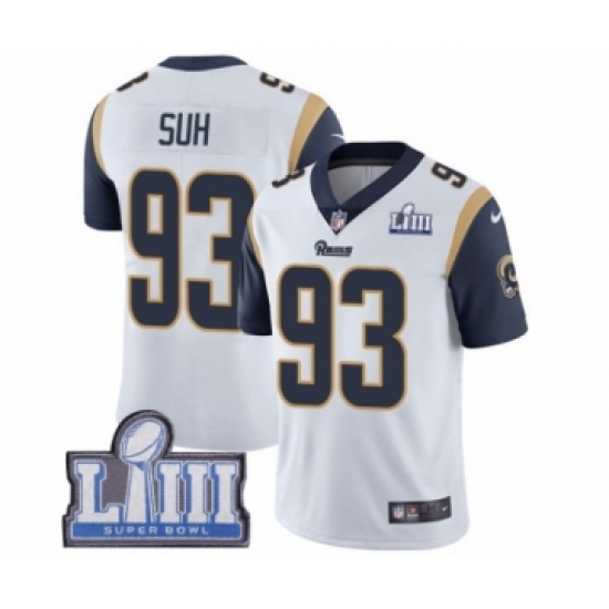 Men's Nike Los Angeles Rams #93 Ndamukong Suh White Vapor Untouchable Limited Player Super Bowl LIII Bound NFL Jersey - Ujersey
