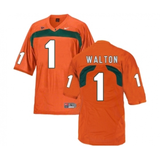 Miami Hurricanes 1 Mark Walton Orange College Football Jersey - Ujersey