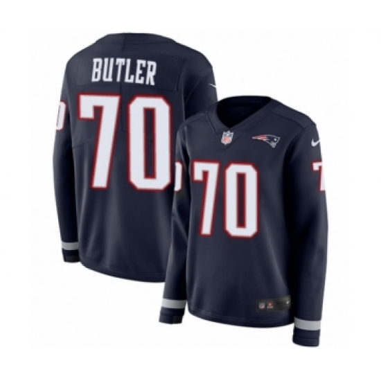 Women's Nike New England Patriots #70 Adam Butler Limited Navy Blue Therma Long Sleeve NFL Jersey - Ujersey