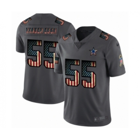 Men's Dallas Cowboys #55 Leighton Vander Esch Limited Black USA Flag 2019 Salute To Service Football Jersey - Ujersey