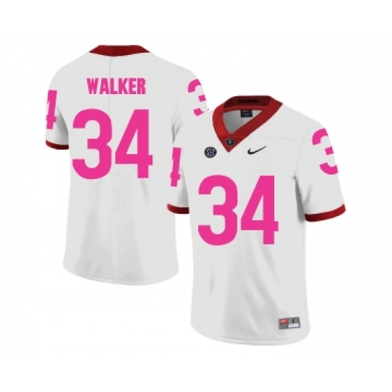 Georgia Bulldogs 34 Herschel Walker White 2018 Breast Cancer Awareness College Football Jersey - Ujersey