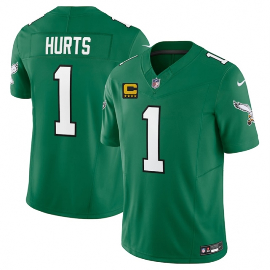 Men's Philadelphia Eagles #1 Jalen Jurts Kelly Green 2025 F.U.S.E. With 4-Star C Vapor Untouchable Limited Throwback Stitched Football Jersey - Ujersey