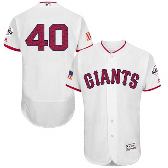 Men's Majestic San Francisco Giants #40 Madison Bumgarner White Fashion Stars & Stripes Flex Base MLB Jersey - Ujersey