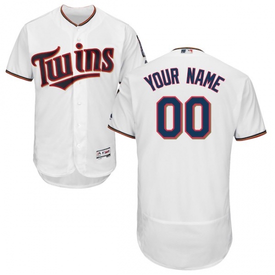 Men's Minnesota Twins Majestic Home White Flex Base Authentic Collection Custom Jersey - Ujersey