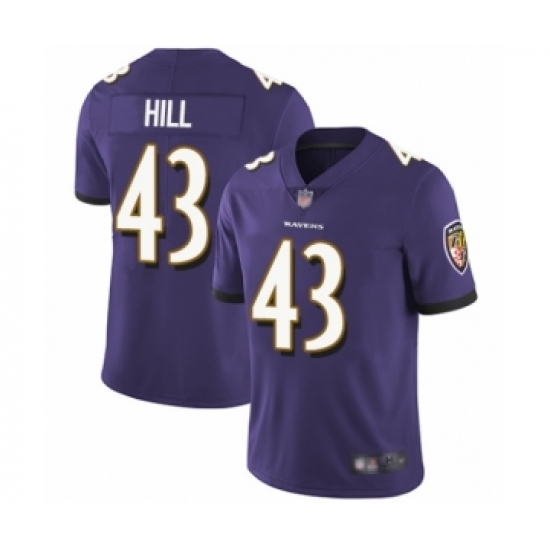 Youth Baltimore Ravens #43 Justice Hill Purple Team Color Vapor Untouchable Limited Player Football Jersey - Ujersey