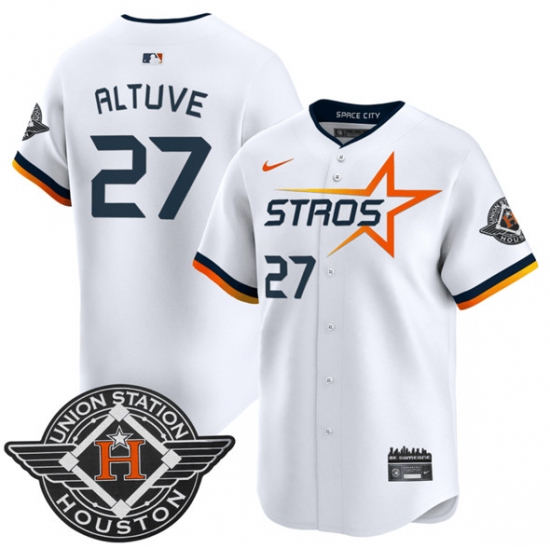 Men's Houston Astros #27 Jose Altuve White 2025 City Connect Limited Stitched Baseball Jersey - Ujersey