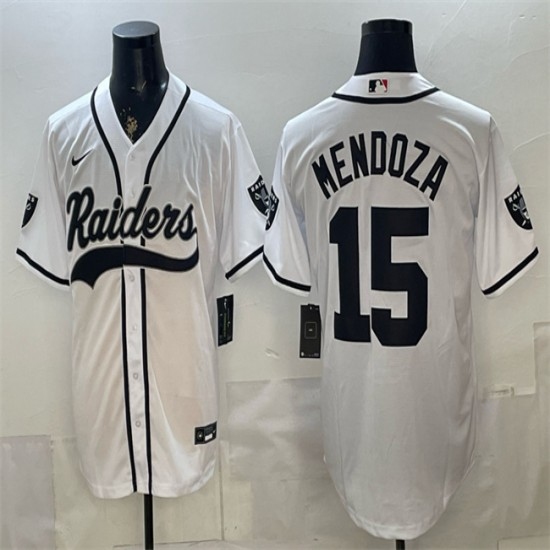 Men's Las Vegas Raiders #15 Fernando Mendoza White Cool Base Stitched Baseball Jersey - Ujersey