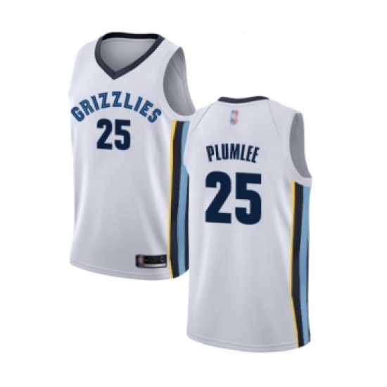 Men's Memphis Grizzlies #25 Miles Plumlee Authentic White Basketball Jersey - Association Edition - Ujersey