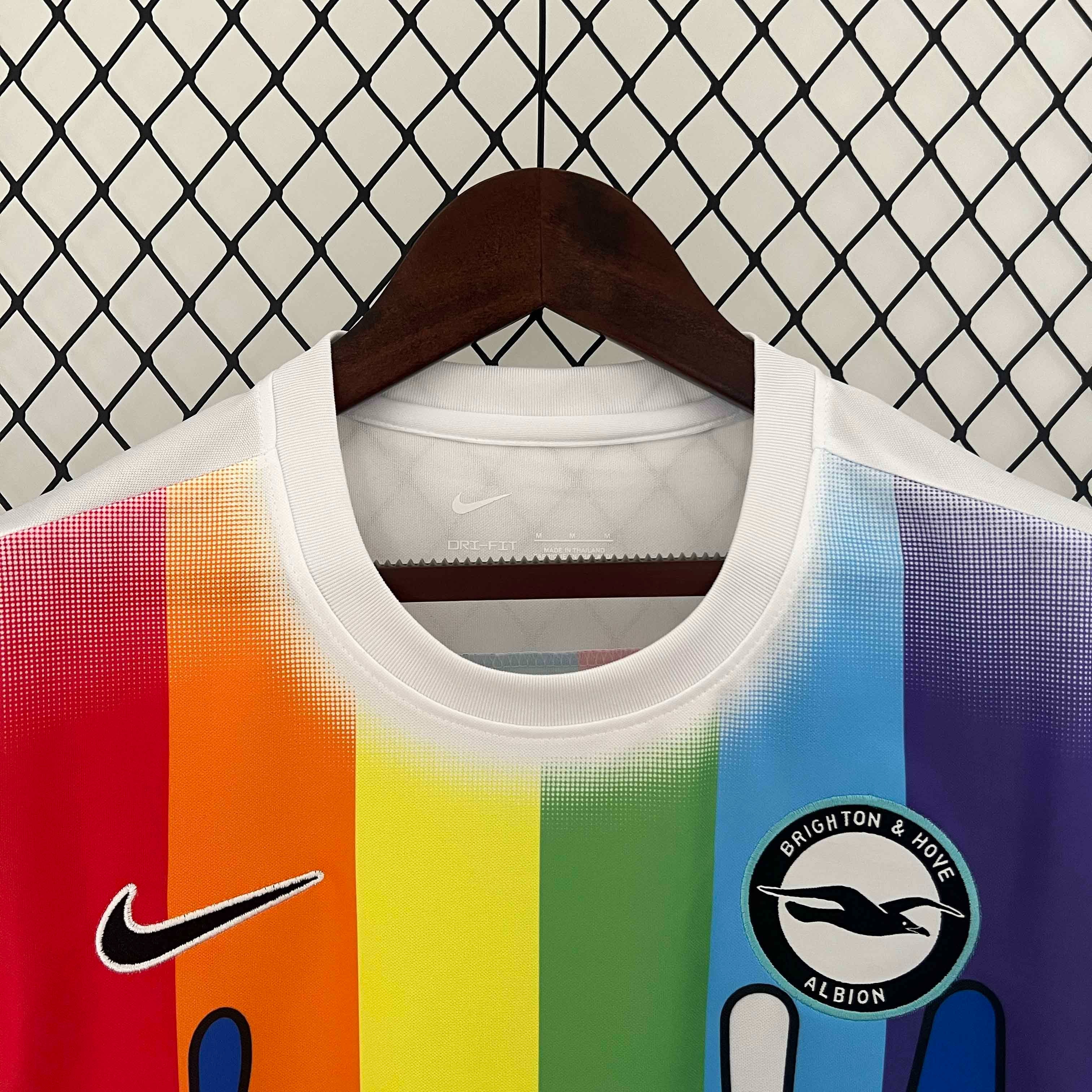 Brighton & Hove Albion Football Jersey Rainbow Laces Pre-Match Custom Shirt 2024/25 - Ujersey
