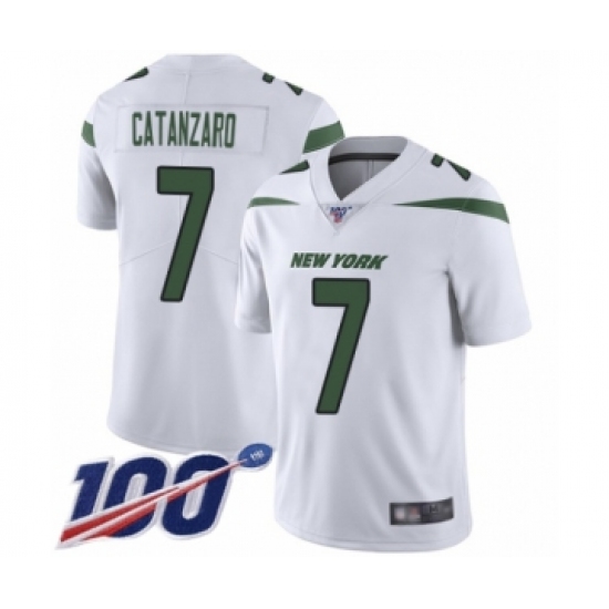 Men's New York Jets #7 Chandler Catanzaro White Vapor Untouchable Limited Player 100th Season Football Jersey - Ujersey
