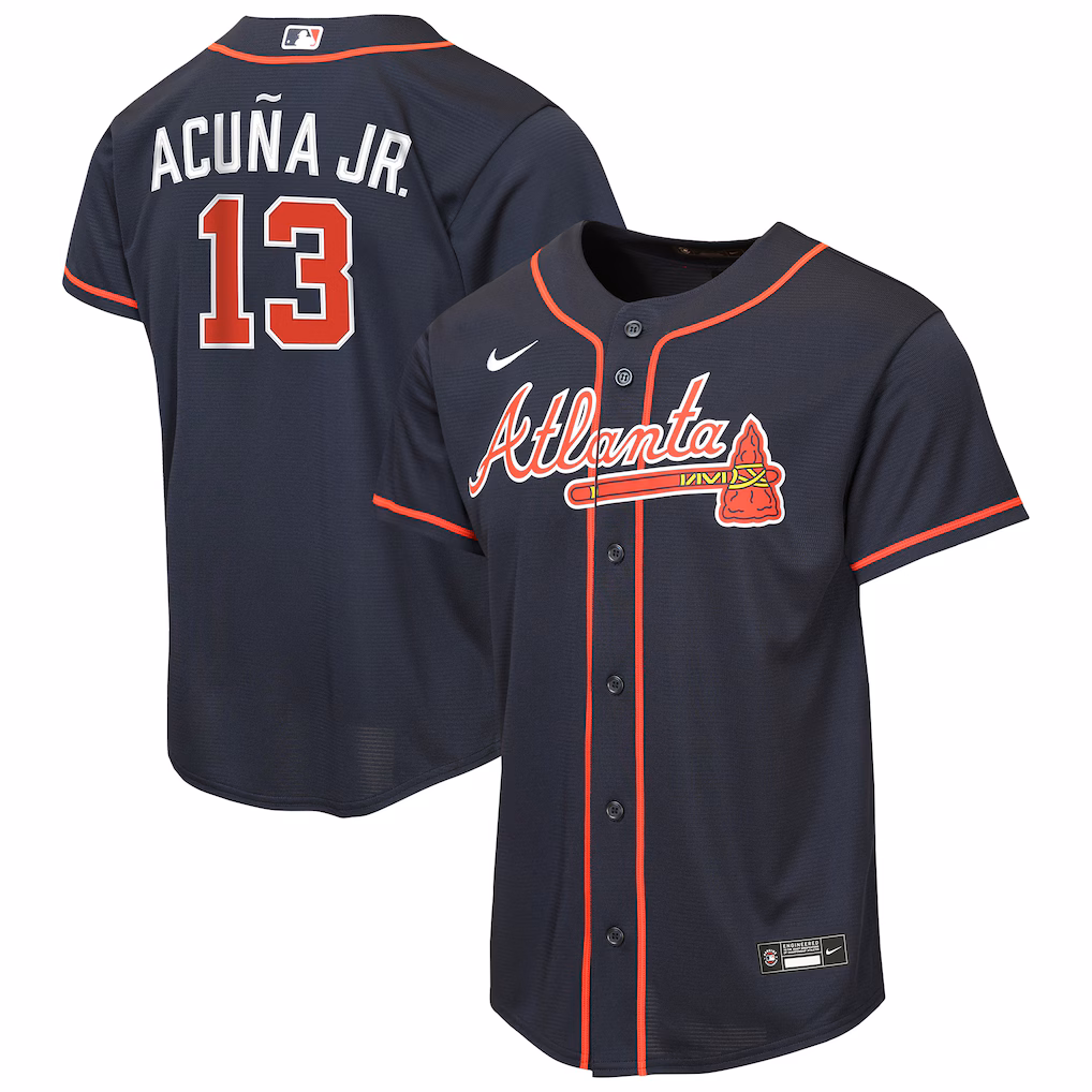 Youth Atlanta Braves Ronald Acuña Jr. Nike Navy Alternate Replica Jersey - Ujersey Shop